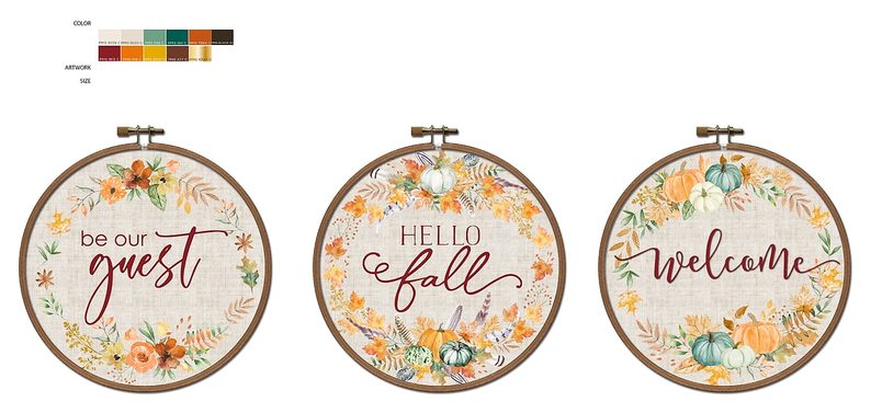 Fall embroidery hoop set, 3pcs