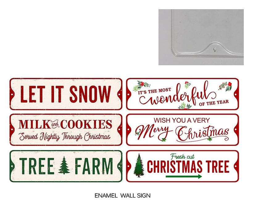 Christmas enamel wall sign set
