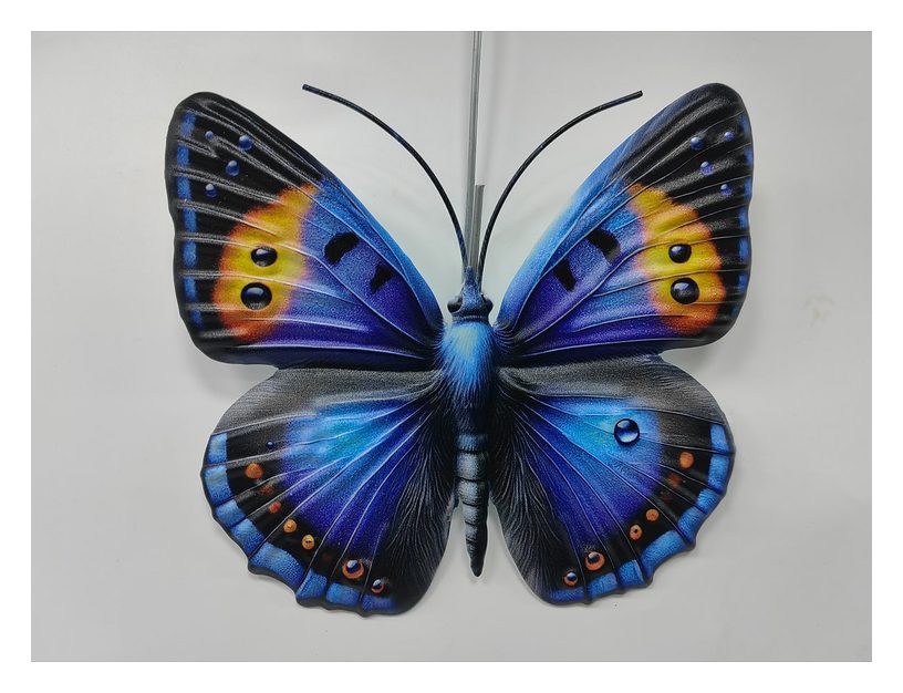 Blue butterfly metal wall art