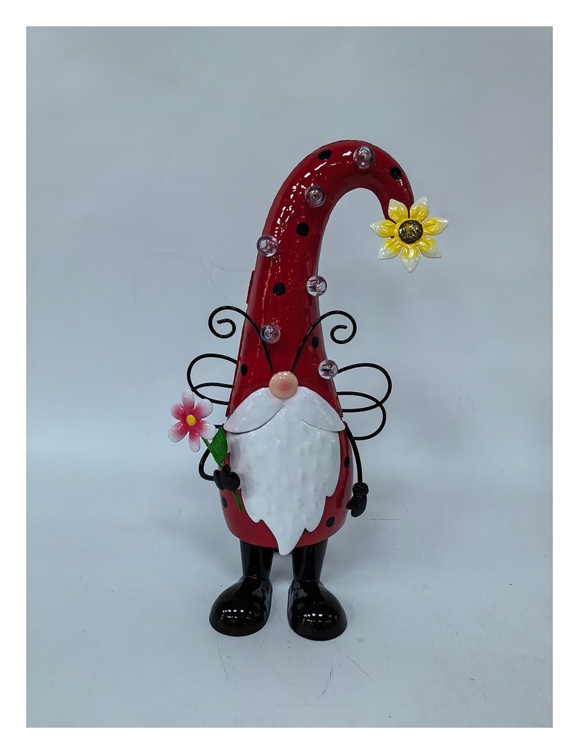Gnome with sunflower standing figure, red