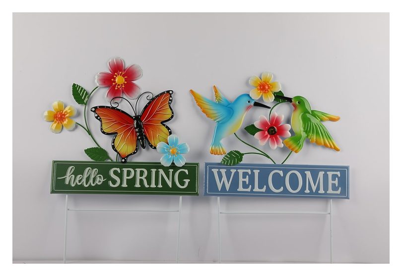 Hello Spring butterfly and hummingbird wall art