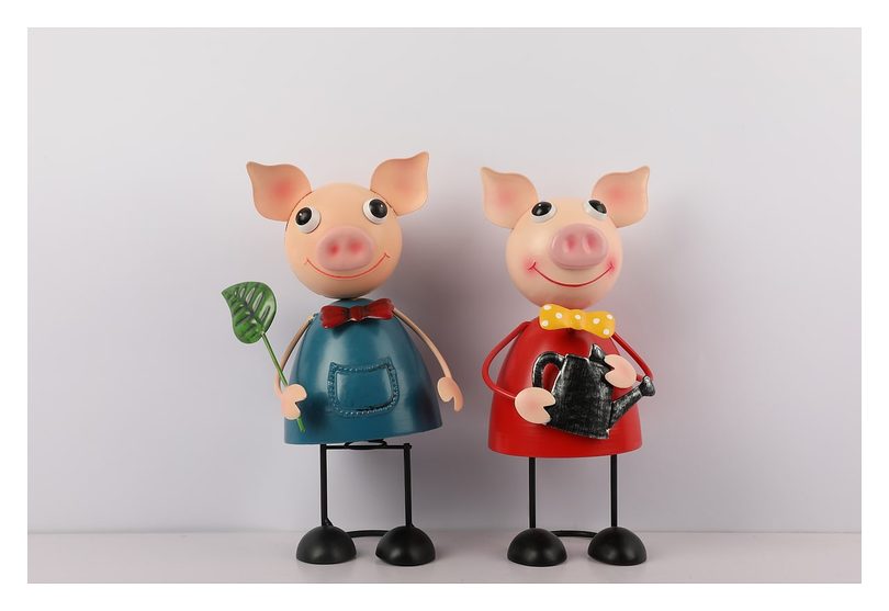 Pig farm figures, pair
